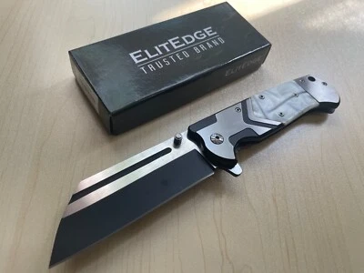 Cuchillo Plegable Asistente de Resorte Hoja de Afeitar Cuchilla de Afeitar Mango Perla Blanco Cerrado 4.75" Foto 1 de 4