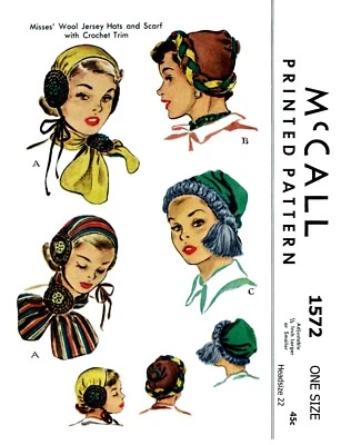 McCall 1572 Pattern Wool JERSEY Fabric Hat Cap and Scarf - Image 1 of 4