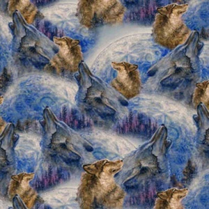 Power of the Elements Howling Wolves Cotton Fabric - Picture 1 of 2