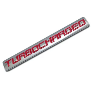 CHROME/RED METAL TURBOCHARGED ENGINE RACE MOTOR SWAP BADGE FOR TRUNK HOOD DOOR - Picture 1 of 1