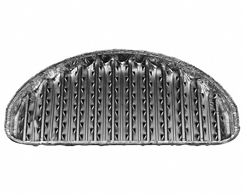 12x Alu-Grillpfannen Grillschalen BBQ halbrund 32,5 x 19cm wiederverwendbar - Bild 1 von 1