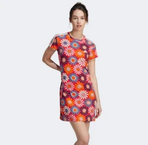 Farm Rio x Adidas Slim Mini Dress Women's Small Red Retro Floral IM2393 NWT - Picture 1 of 10