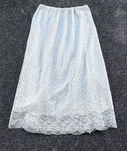 Vintage Van Raalte Ivory Lace Half Slip Skirt L Nylon Elastic Waist Scalloped He - Picture 1 of 9
