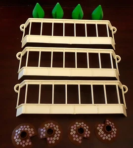 Vintage Little Tikes Dollhouse Blue Roof Accessories Trees Rails - Picture 1 of 3