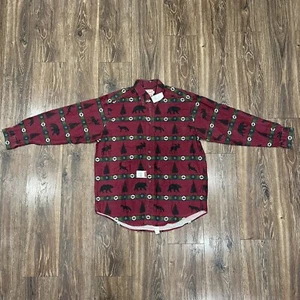 Camisa De Colección Woolrich Abotonada Granate Para Hombre Grande Azteca Occidental Navidad (?) - Imagen 1 de 13