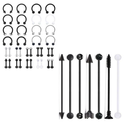 43 PIEZAS Acero Quirúrgico Herradura Labio Anillo Barra Tragus Cartílago Hélice Piercing Foto 1 de 4