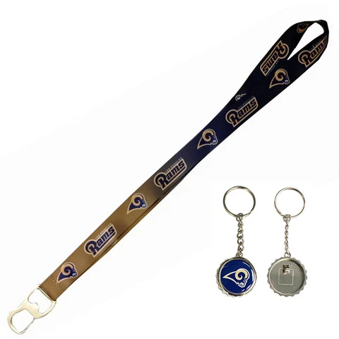 1 Los Angeles Rams Ombre Lanyard and 1 Bottle Cap Opener Keychain Cover