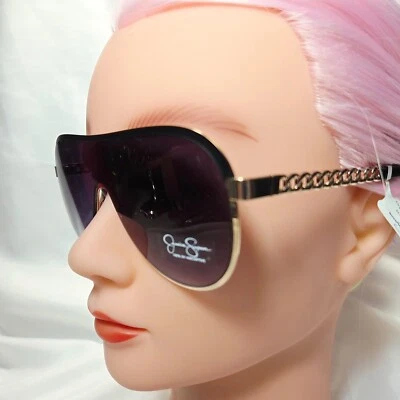 NUEVO CON ETIQUETAS Jessica Simpson Gafas de sol Escudo J6228 GLDOX Negro y Oro Rosa Foto 1 de 4