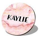 1 x Round Coaster - Name Kaylie Marble Stone Texture Lettering #277077
