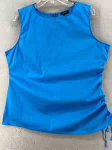 Halogen Shirt Womens Sz XXL 2XL Blue Sleeveless Ruched Side Pleated Tie Cool - Picture 1 of 10