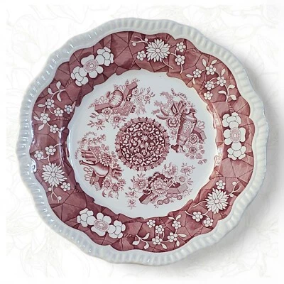 Vintage Spode Trophies Red 10⅞" Dinner Plate Archive Collection Regency Series - Image 1 of 4