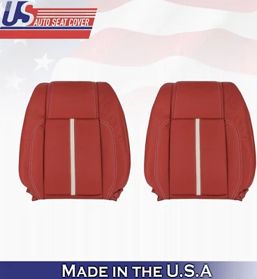 2013 2014 For Ford Mustang Gt Coupe Driver & Passenger Top Leather Covers Red - Image 1 of 4