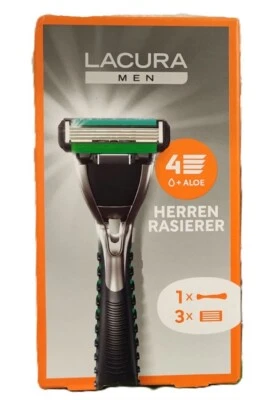 Lacura Men 4-Klingen-Rasierer - Herren Nassrasierer Gleitstreife 3 Ersatzklingen