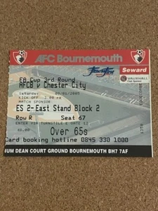 2004/05 AFC BOURNEMOUTH V CHESTER CITY 08-01-2005 FA CUP BOLETO DE PARTIDO DE TERCERA RONDA - Imagen 1 de 1