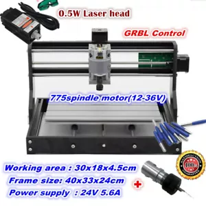 3018-Pro Grbl Control fai da te router CNC mini macchina per incisione + tubo laser 500 mw - Foto 1 di 12
