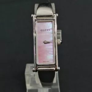 GUCCI 1500L Watch Silver Pink Shell Dial Women’s Bangle Wrist Watch Used - Picture 1 of 18