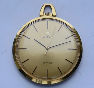 1968 OMEGA DeVille Pocket Watch GP 20 Mic OF Cal 601 Manual Wind Ref 1714 RUNS - Picture 1 of 12