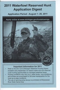 2011 MICHIGAN DNR WATERFOWL RESERVED HUNT APPLICATION GUIDE -MICHIGAN-DEER-PATCH - Picture 1 of 1