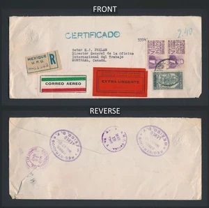 1948 MEXIKO BRIEF NACH KANADA LATEINAMERIKANISCHE KONF BOLIVIEN KRIEG EXTRA DRINGEND ETIKETT - Bild 1 von 21