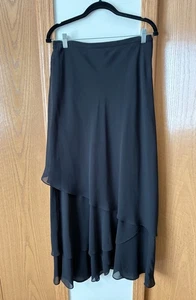 JS Collections Black Maxi Long Formal Evening Skirt Size 14 Flowy - Picture 1 of 4