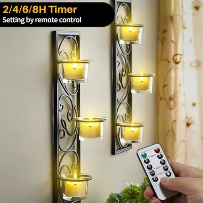 6×Wiederaufladbar Flacker LED Teelichter LED Kerzen Fernbedienung Dimmbar Timer - Bild 1 von 4