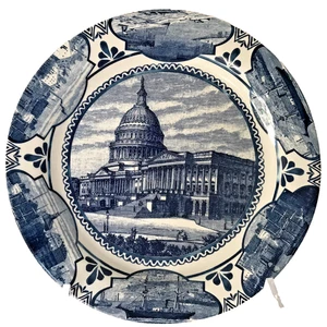 Washington DC U.S. CAPITOL BUILDING Patriotic China PLATE Navy Blue 8 1/2" NEW - Picture 1 of 3