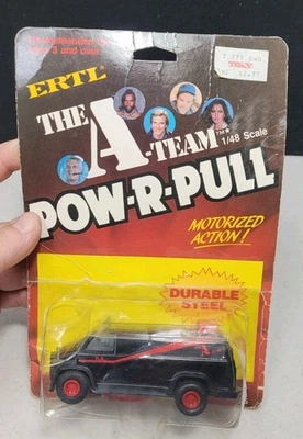 VTG Motorized Ertl A-Team Van New On Card 1983 USA "Pow-R-Pull" Pull Back 1/48 - Image 1 of 4