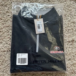 Peter Millar Georgia Bulldogs 1/4 Zip Pullover Black Mens Medium - Picture 1 of 5