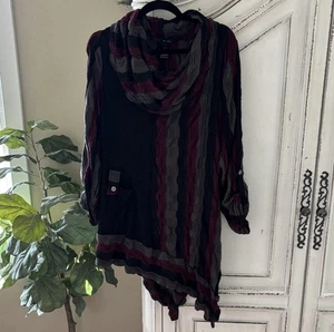 Ali Miles Blouse Tunic Women's Large Art To Wear Lagenlook Cowl Crinkle Pocket - Picture 1 of 8
