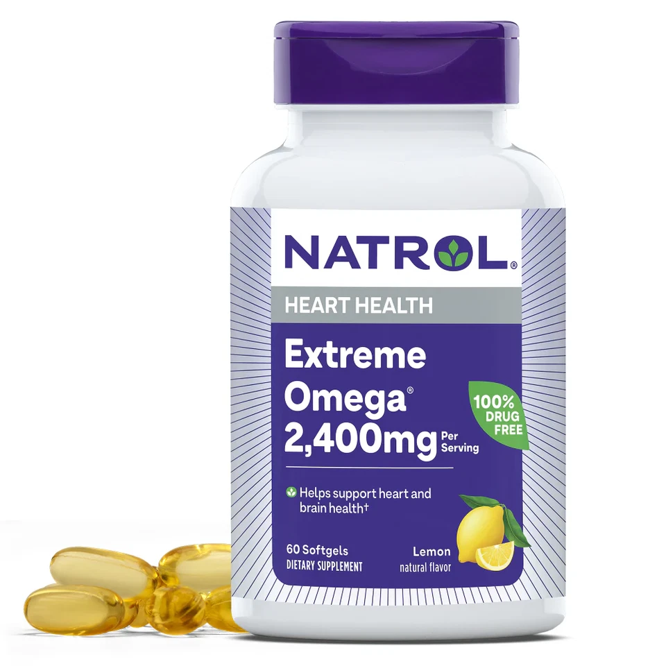 Natrol Extreme Omega 2400 毫克柠檬 60 粒软胶囊 08/2026 — 第 1/1 张图片