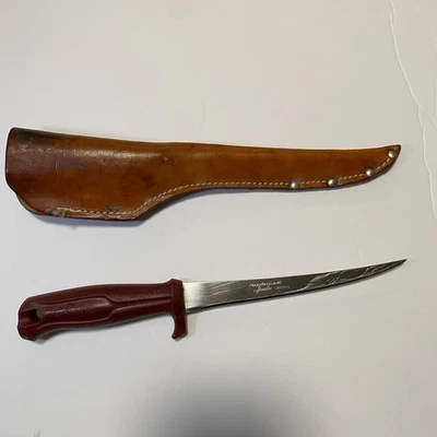 Vintage 10" Normark Sweden Fillet Boning Knife With Sheath 6" Blade  - Image 1 of 4