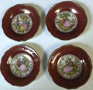 De colección Años 30 Zeh Scherzer 4 Colonial Oro Dorado Mini 3" Pat Placa Platos Baviera - Imagen 1 de 13