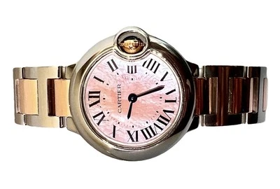 CARTIER BALLON BLEU PINK MOTHER PEARL 18K ROSE GOLD/SS WATCH 3009 W6920034 B&P's - Image 1 of 4