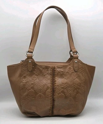 Cartera Cartera Cartera The Sak Bolinas Marrón Caramelo Floral Cuero Premium Repujado  Foto 1 de 4