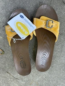 Sandalias Dr Scholl’s Adv Comfort Series para mujer amarillas deslizables imitación madera talla 10 - Imagen 1 de 7