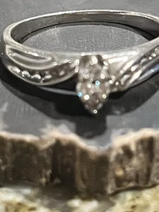 Sterling silver diamond ring Vintage cluster - Picture 1 of 16