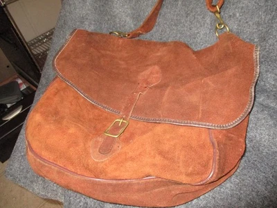 Vintage LL Bean Suede Leather Messenger Shoulder Bag - Old Script Logo - Image 1 of 4