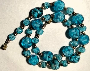 Vintage Venezianische Blau Sommerso Glasperlen Perlenkette - Bild 1 von 6