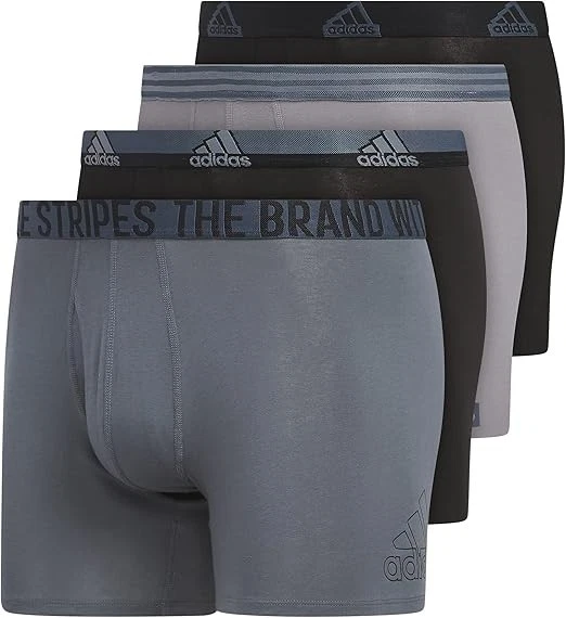 adidas Men's Black/Onix Grey/Grey 4-Pack Stretch Cotton Boxer Briefs (982060-B) - Image 1 of 4