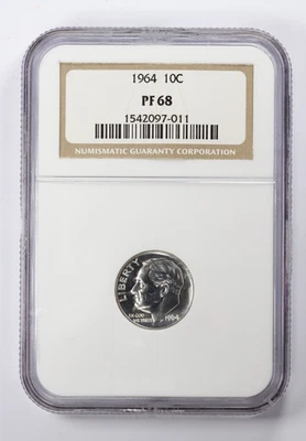 1964 Roosevelt Head Proof Dime 10C NGC PF68 - Image 1 of 4