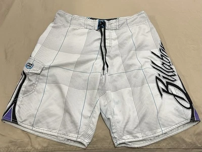 Boardshorts Billabong Mark Occhilupo para hombre 36 blanco deletreado logotipo natación surf Y2K Foto 1 de 4