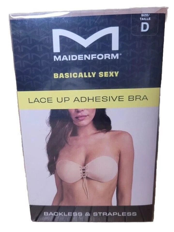 Maidenform Women's Lace-Up Adhesive Bra Size D Nude Backless and Strapless