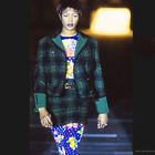 GIANNI VERSACE karierte Schlaufe Wollrock Anzug Größe 40 Stil getragen von Naomi Campbell