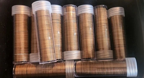 WHEAT CENT ROLLS IN PLASTIC TUBES* Unsearched * Tube Rolled from a Bulk Bag* Cover
