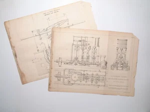 Zwei viktorianische Patentdrucke, kompensierender Schiffsmotor, verbesserter Luftmotor - Bild 1 von 5