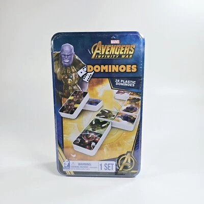 Marvel AVENGERS INFINITY WAR Dominoes 28 pcs Double Six Collector's Tin Set NEW! - Image 1 of 4