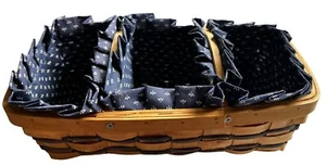 Woven Basket 3 Sections Cotton Lined Excellent Used Condition 14”L x 8”W x 4”T - Picture 1 of 7