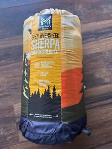 NEW Member's Mark 5' x 7' Oversized Sherpa Camping Blanket Yellow/Brown - Picture 1 of 2
