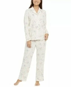 Charter Club Women's Cozy Fleece Pajama Set Ivory Floral Animal XXL - Picture 1 of 2