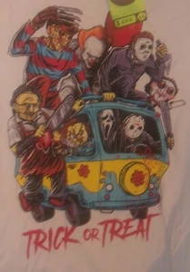 CAMISETA TRICK OR TREAT CHUCK FREDDY IT MICHAEL MYERS TALLA XL NUEVA CON ETIQUETAS RARA - Imagen 1 de 4